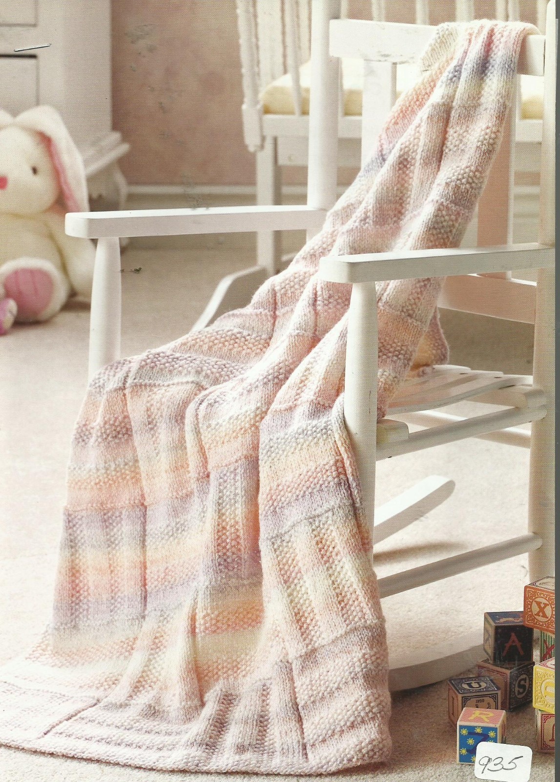 C0777  CANDY STRIPES BABY AFGHAN KNITTING PATTERN/INSTRUCTIONS