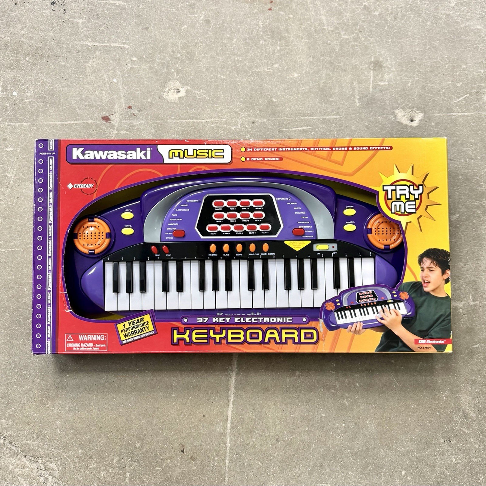 NEW VTG Kawasaki Music Purple Keyboard DSI Toys 2002 Piano Tested Working In Box