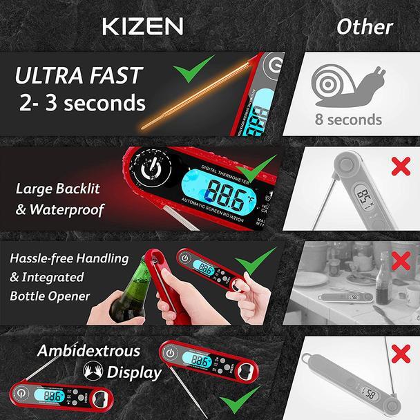 Instant Read Digital Meat Thermometer - Foldable & Waterproof