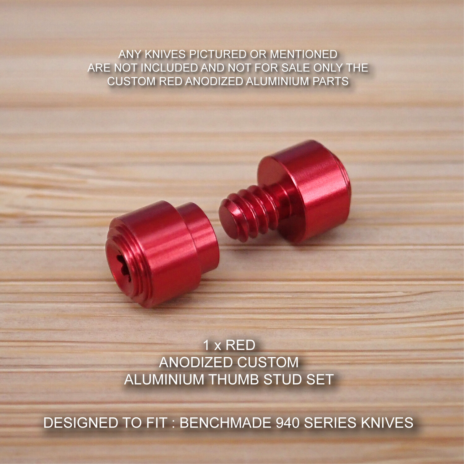 Benchmade 940-1 Osborne Knife 2 pc Custom Designed Thumb Stud Set Anodized RED