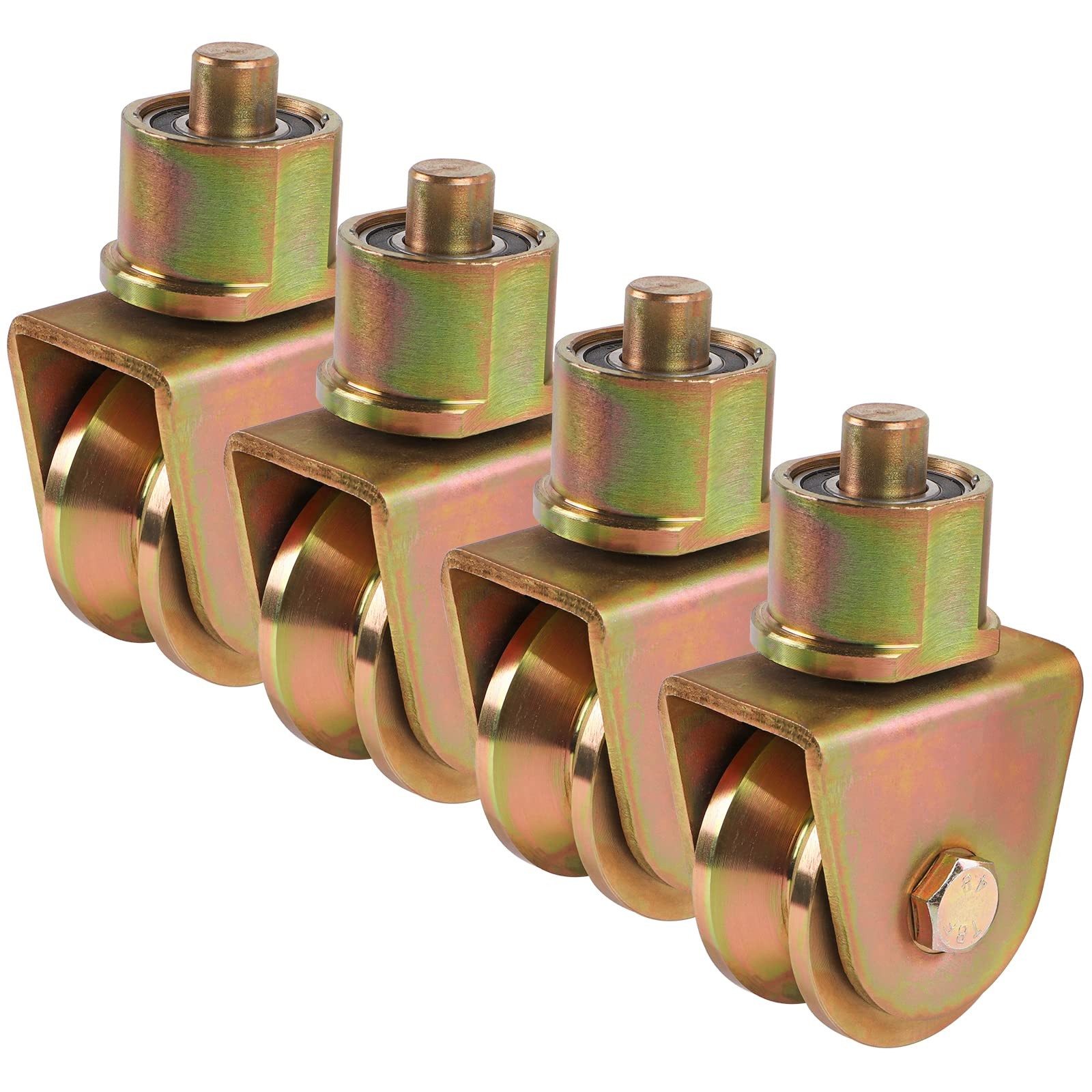 Skelang 4 Pcs Sliding Gate Wheels, 2.5" V Groove Caster with YELLOW