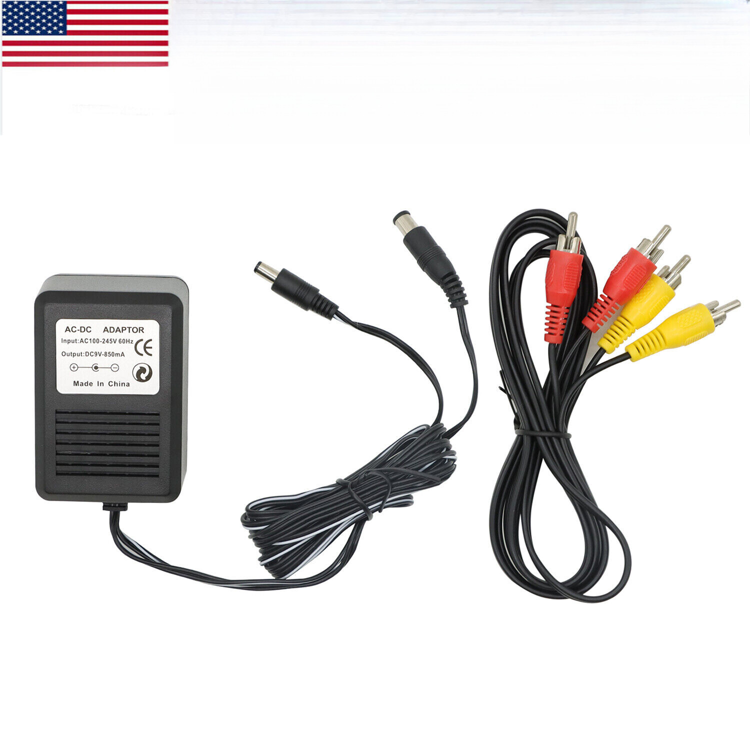 New AC Adapter Power Cord & AV Cable Fit for NES (Nintendo Entertainment System)