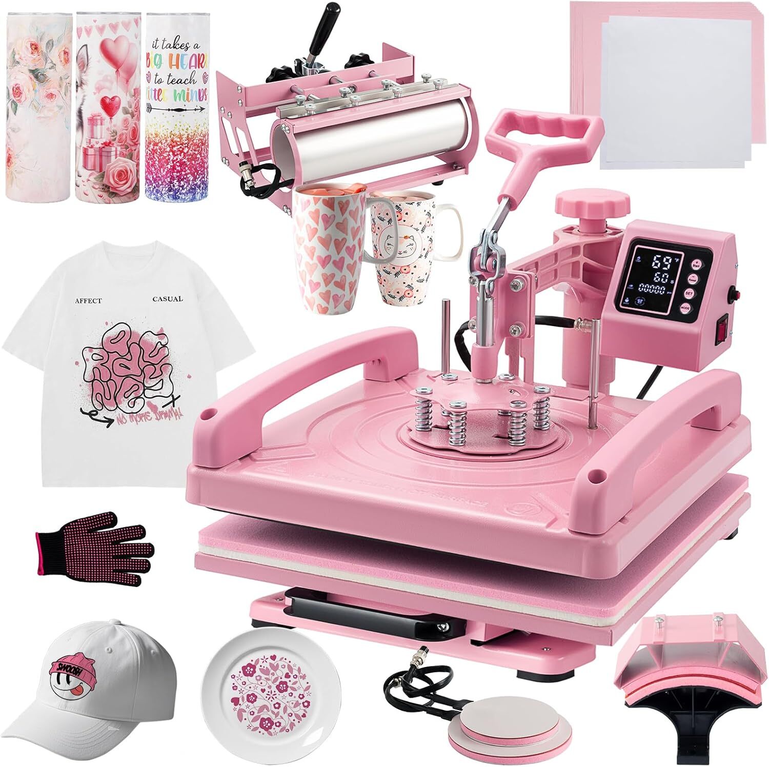 15"x15" 5 in1 T-shirt Heat Press Machine w/ 30OZ Mug Press Transfer Sublimation