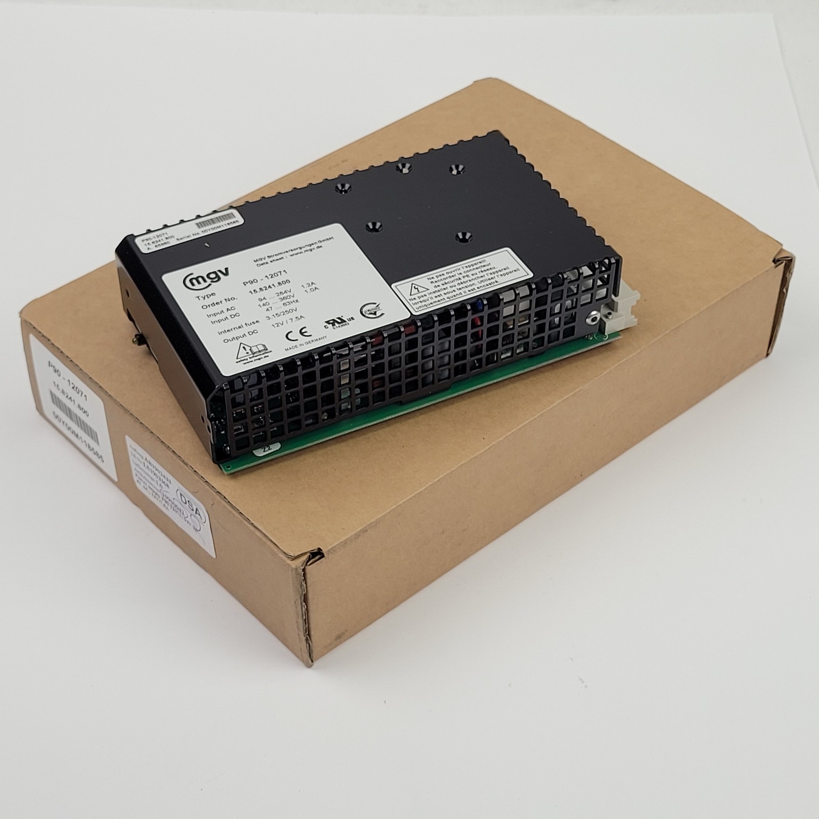MGV P90-12071 Power Supply Module, 94-264VAC 1.2A In, 140-360VDC 1A, 12V/7.5A