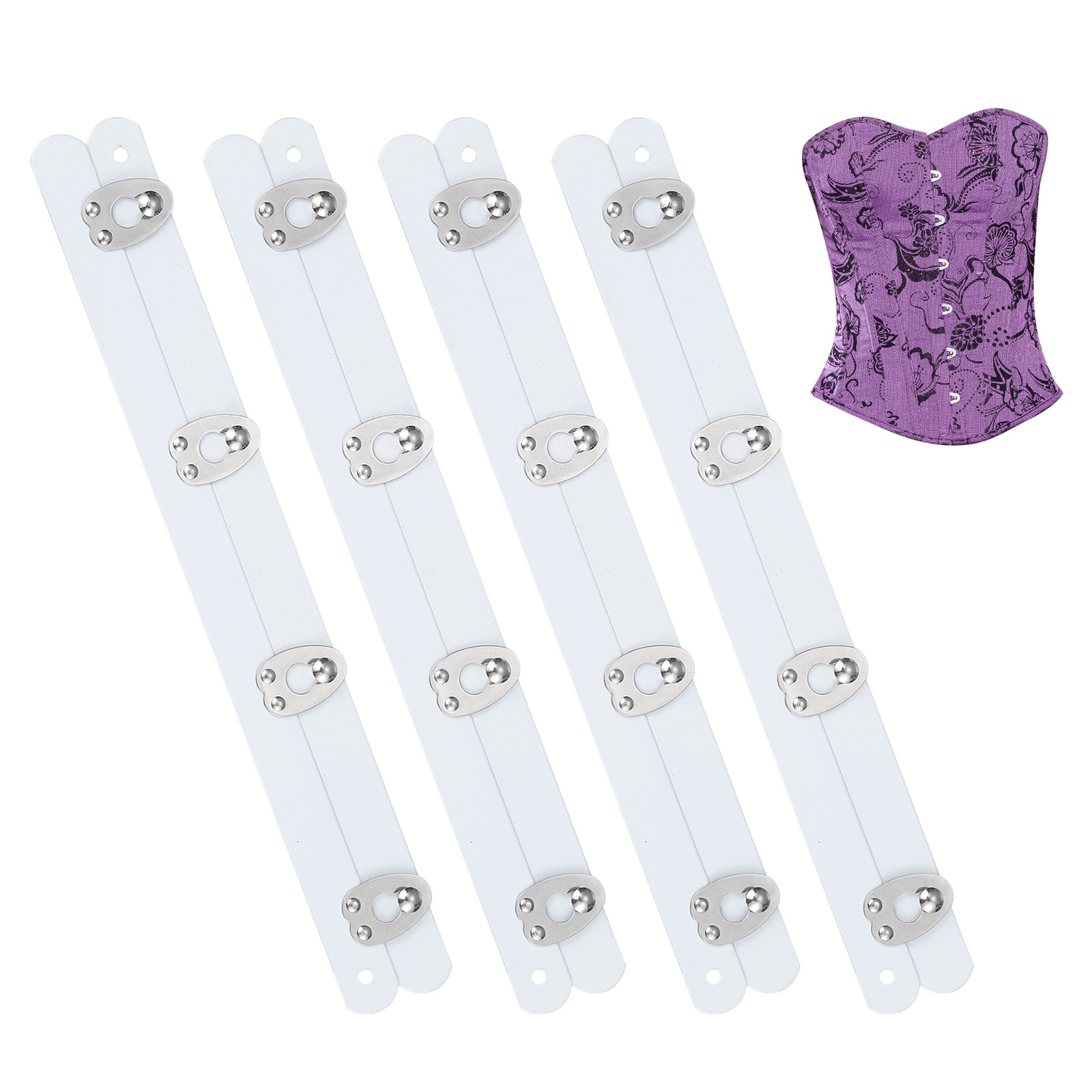 4 Sets Corset Busk 4 Eye Closure for Women Corset Dress, 7.5" L, 2" Spacing