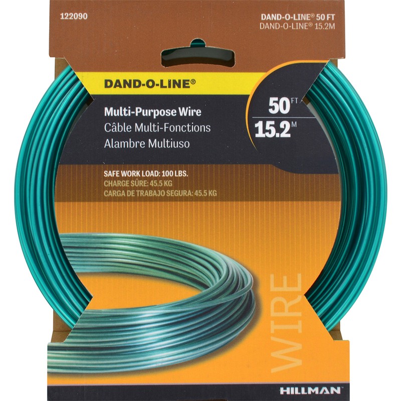Hillman 122090 Green Vinyl Covered Steel Core Wire 50 ft.