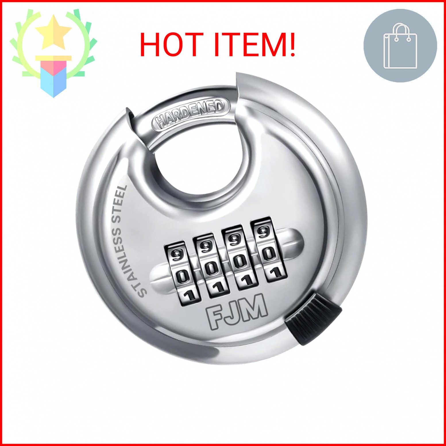SX-790 4-Dial Combination Disc Padlock, High Security Combination Lock, Indoor,
