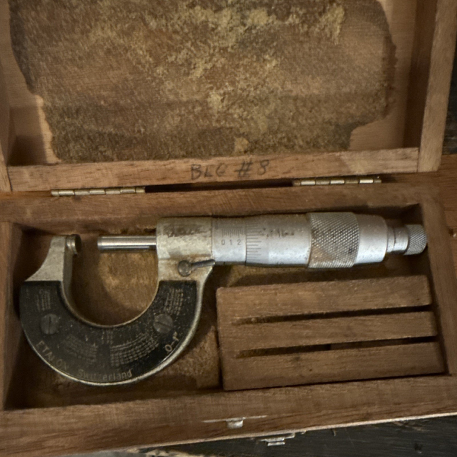 ETALON Outside Micrometer 0-1in 0.0001in Mechanical w/ Wood Case MPN 64110