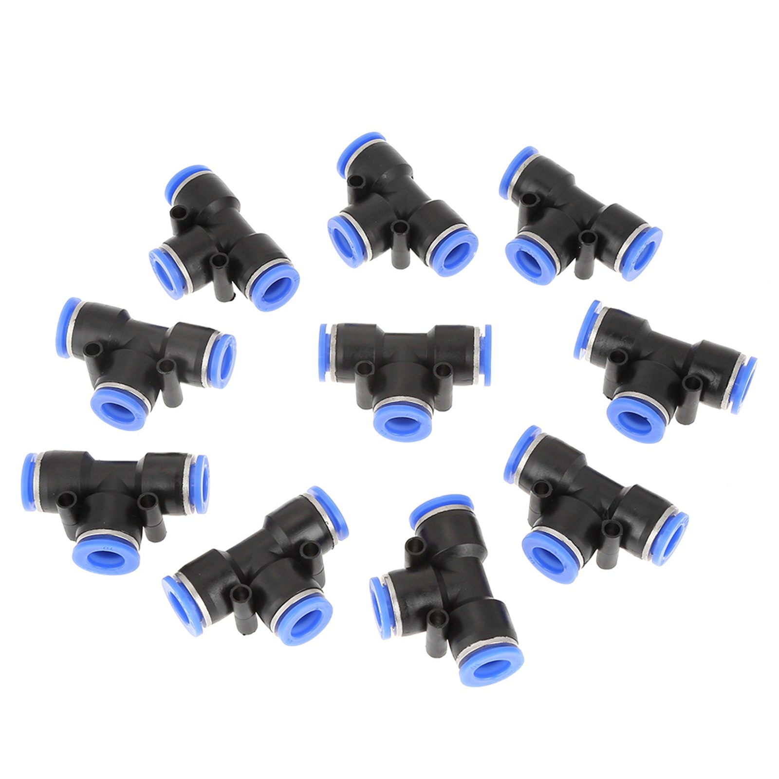 10 Pcs 10mm 3/8 T Type Pneumatic Connector Air Line Quick Fittings Tube Joint♡