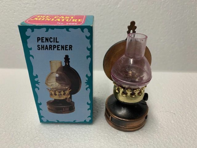 OIL LAMP BRONZE DIE CAST METAL COLLECTIBLE PENCIL SHARPENER NEW / BOX