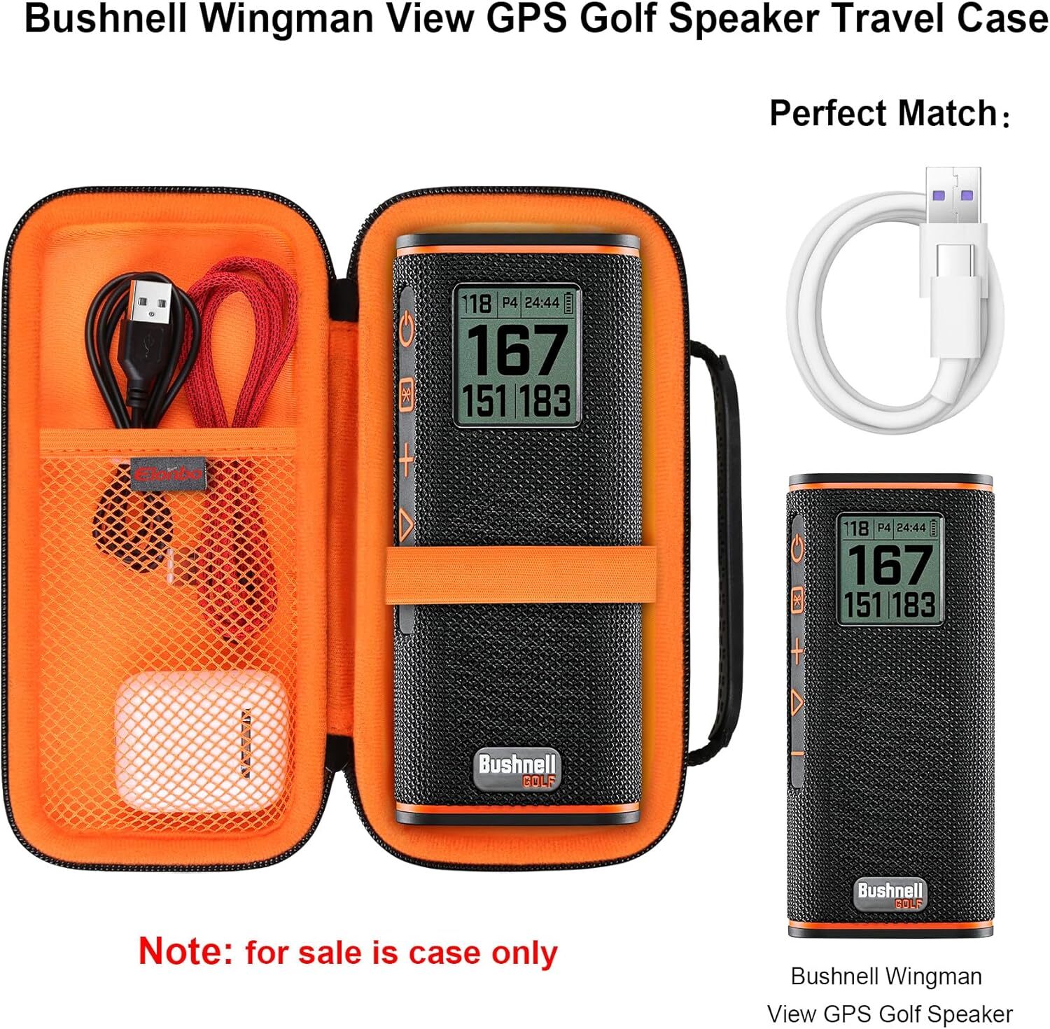 Carrying Case for Bushnell Wingman View GPS Golf Speaker, Golf Bluetooth Speaker