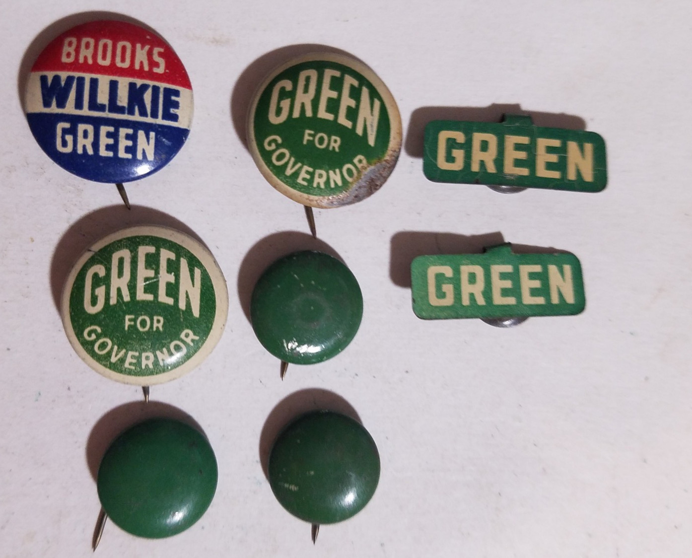 Willkie,  Green of Illinois Pinback Buttons and Tabs