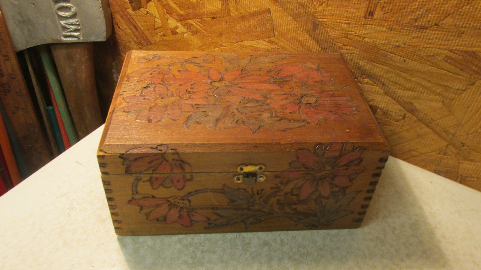 1908 Pyrography Floral Box Smith Center Kansas
