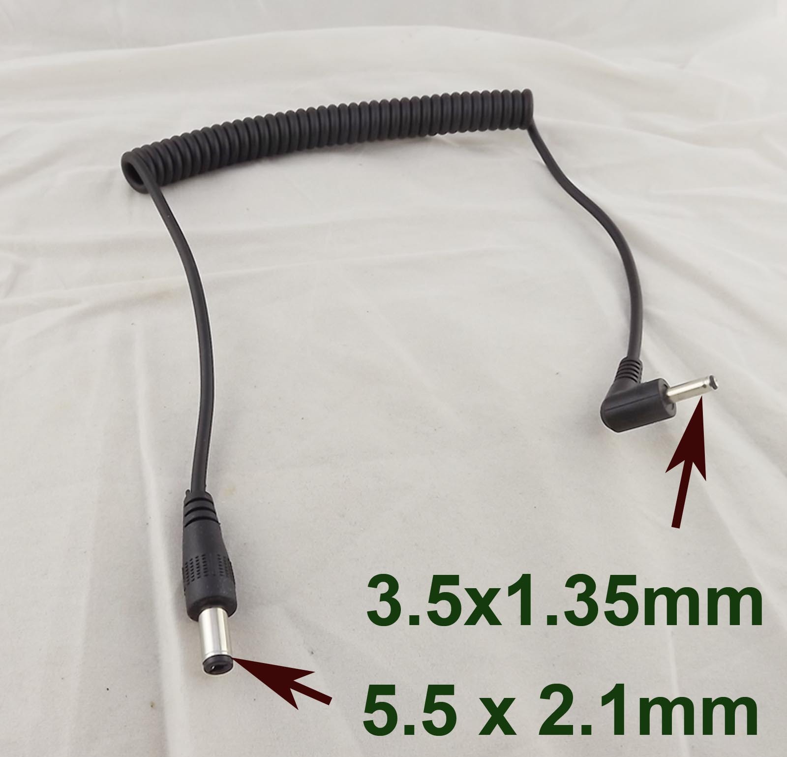 Reversible 5.5mm x 2.1mm Plug to DC 3.5 x 1.35mm Male Angled Power Charger Cable