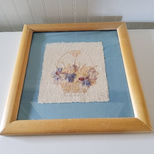 1995 Wildflowers Pressed Flower Art Signed Paper Matte and Framed 11" x 10.5"