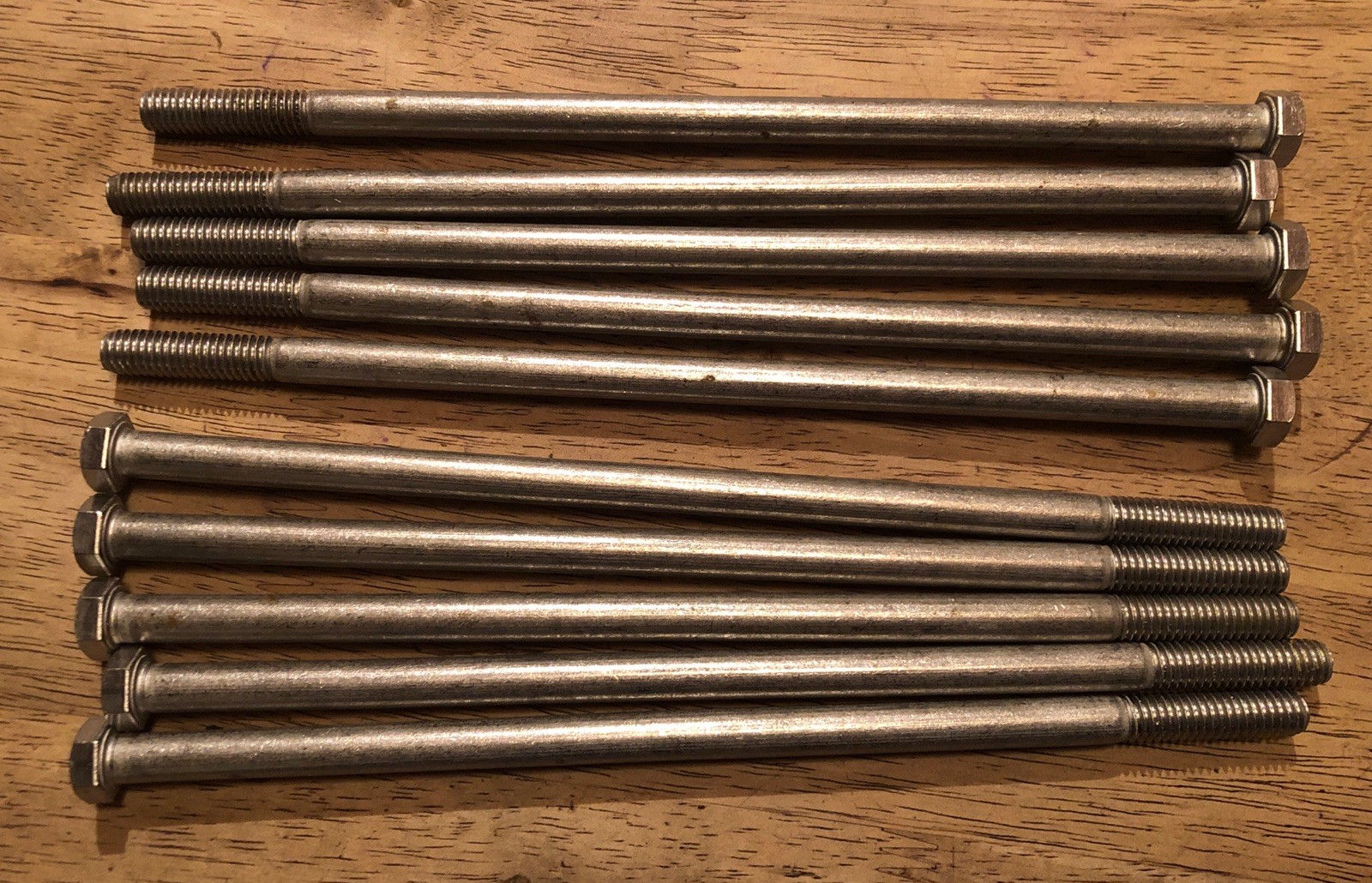 Lot 10 3/8-16 X 9” Length Stainless Steel Hex Head Bolts E593C