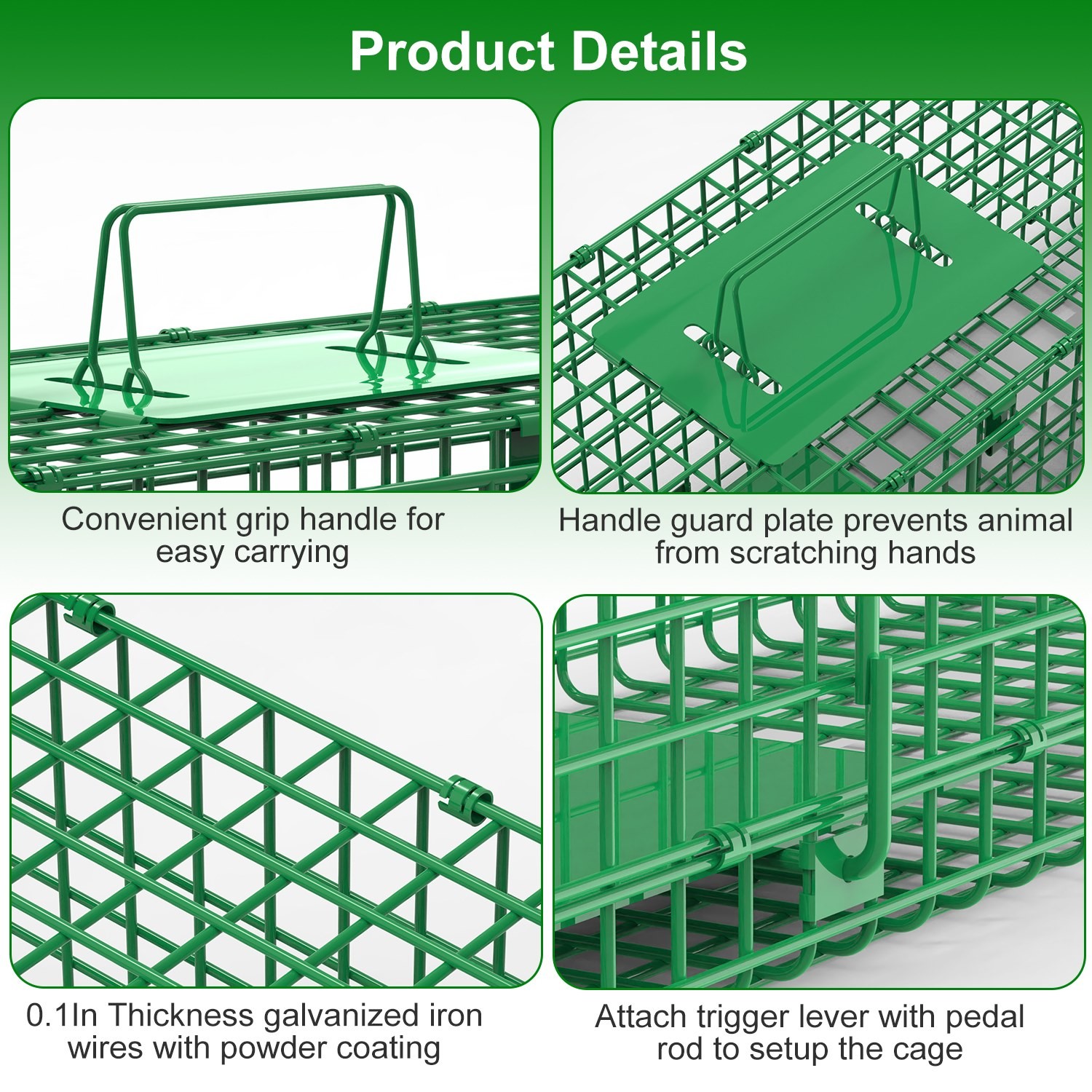 26/40" Heavy Duty Folding Humane Cat Trap Cage Live Animal Raccoons Rodent Cage