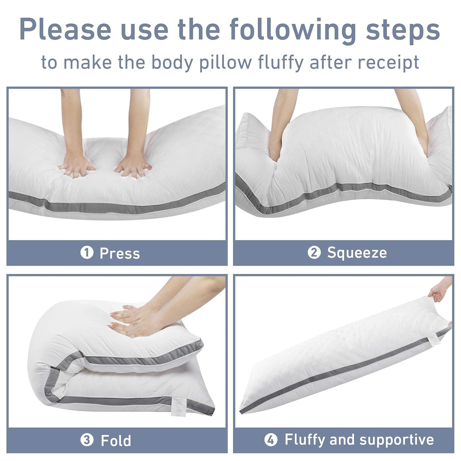 20 x 54 Inch Body Pillow Insert Soft Polyester Full Body Support For Side Sle...