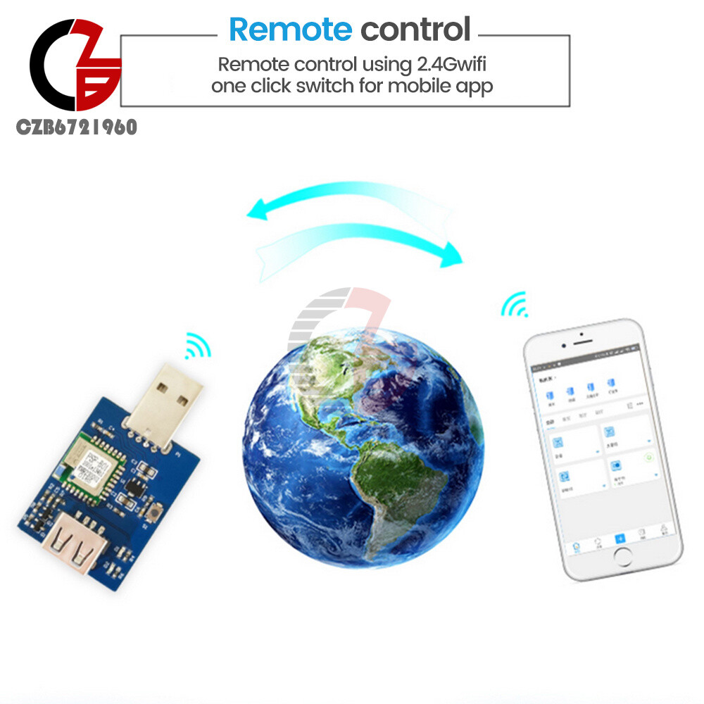 USB DC 5V WiFi Switch Intelligent Timer Switch Module 2.4G Remote Control App