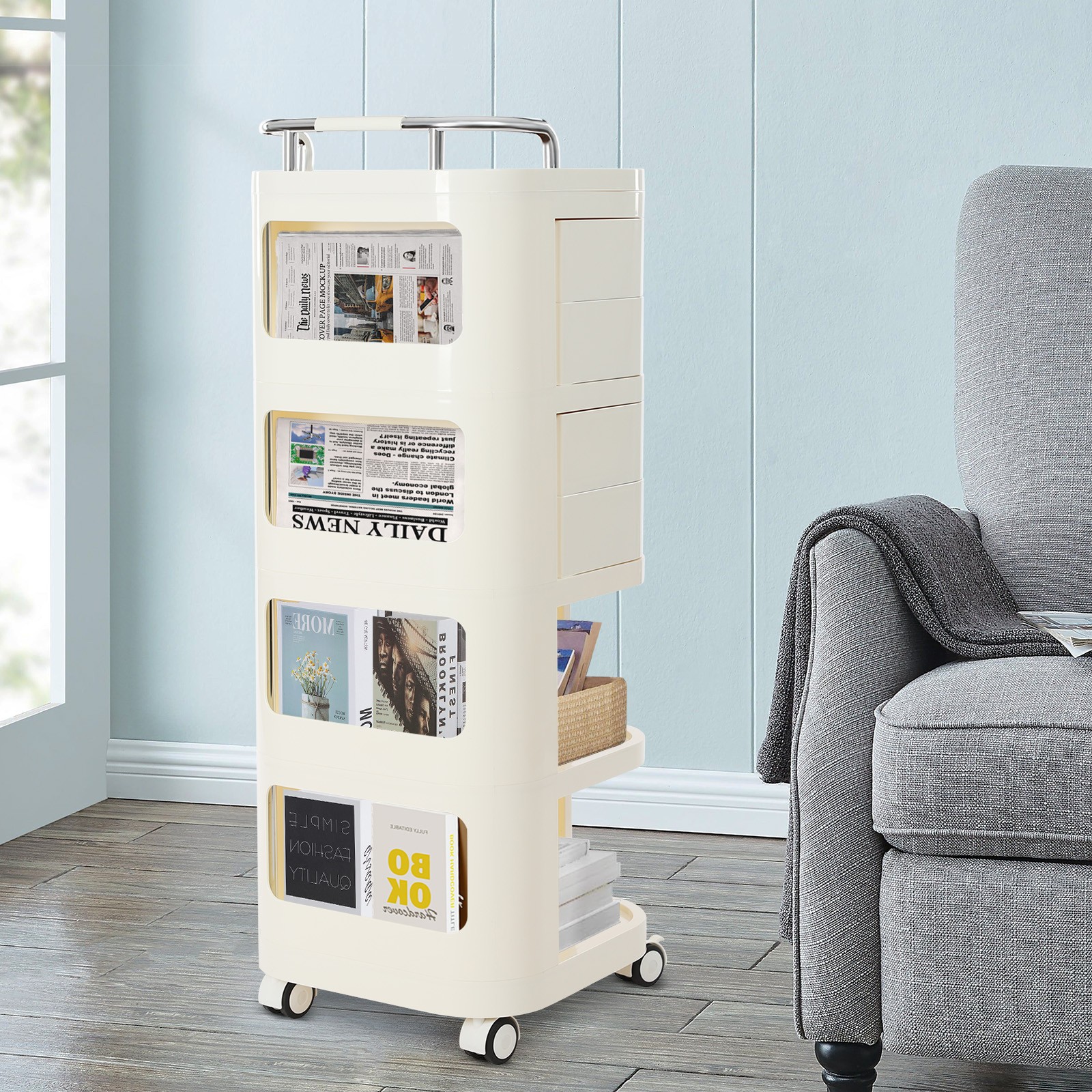 4-Tier Rolling Kitchen Trolley Rack – Versatile Storage Cart for Home & Office