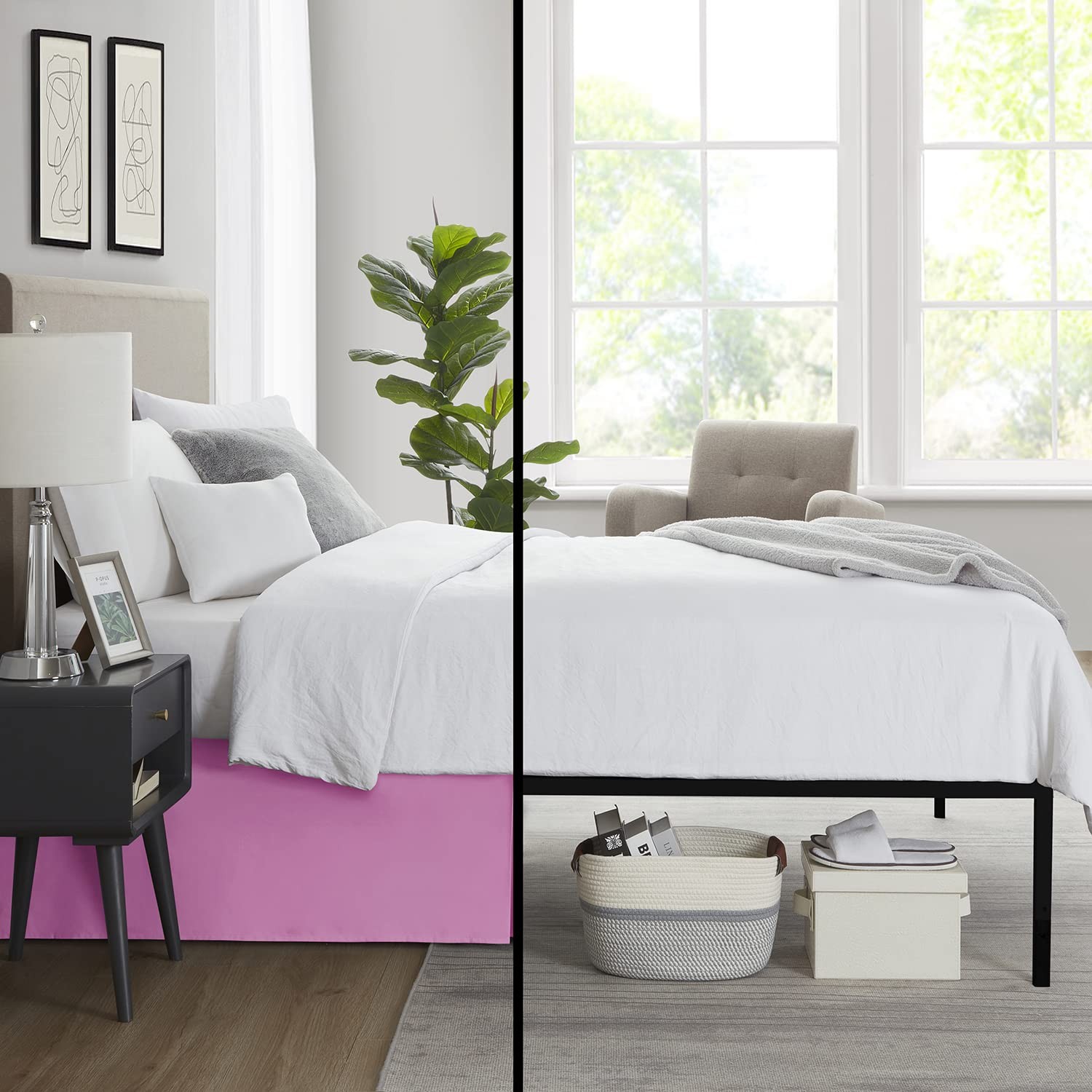 Nestl Light Pink Bed Skirt King Size - King, 23 -
