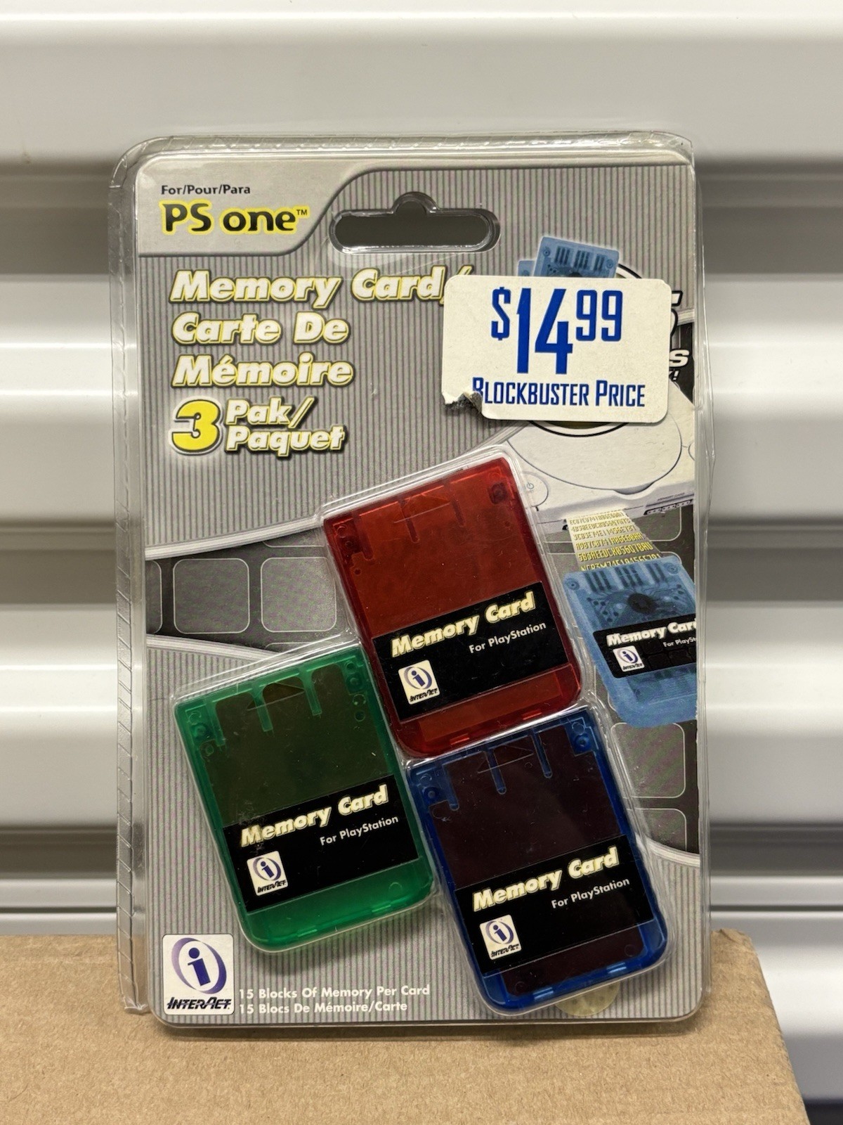 Ps One PlayStation IntrAct Memory Card 3-Pack 15 Block Multicolor New Sealed