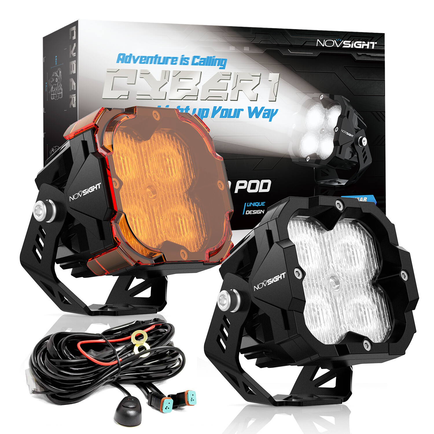 NOVSIGHT 3" LED Off Road Pods Work Lights Ultra Bright For Jeep Truck ATV SUV