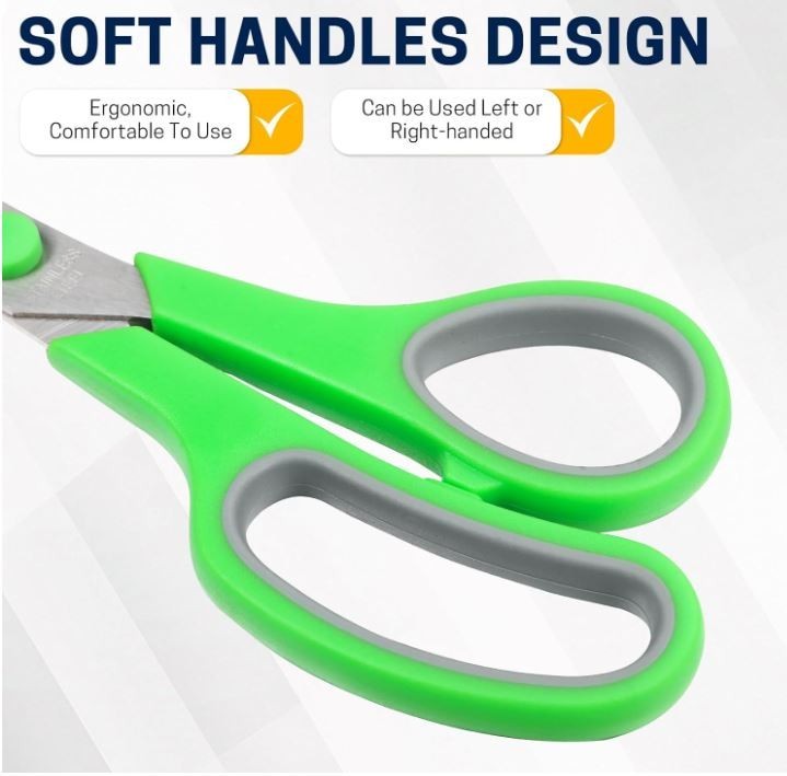 5-Pack, 8" Scissors All Purpose Comfort-Grip Handles Sharp
