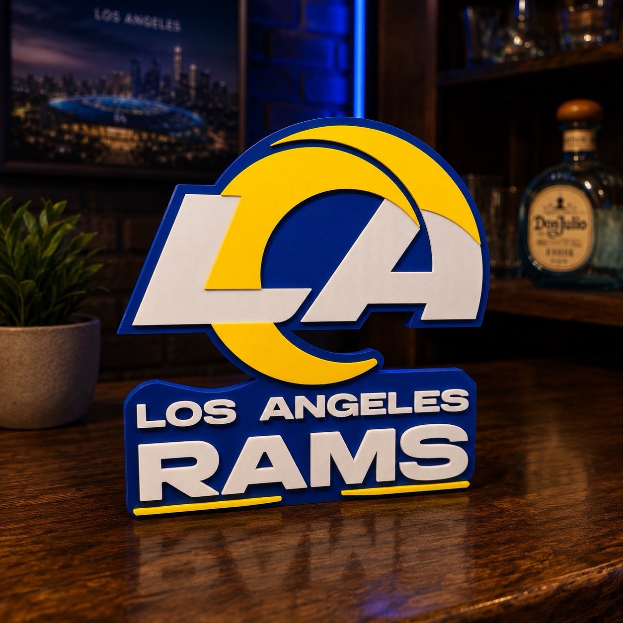 LA Rams Sign Bar Mancave Decor