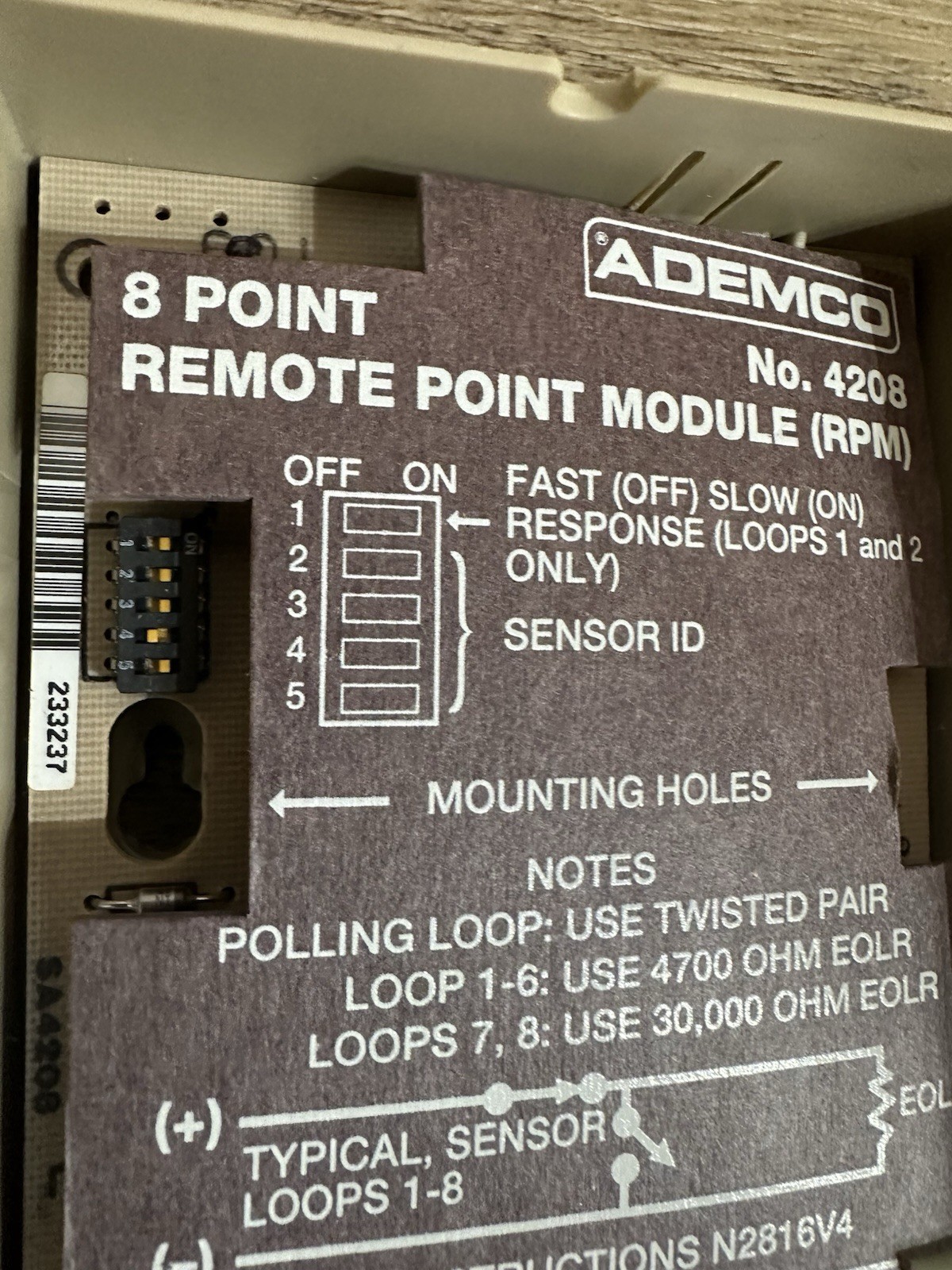 Ademco Universal 8 Point Remote Point Alarm Module 4208 Honeywell