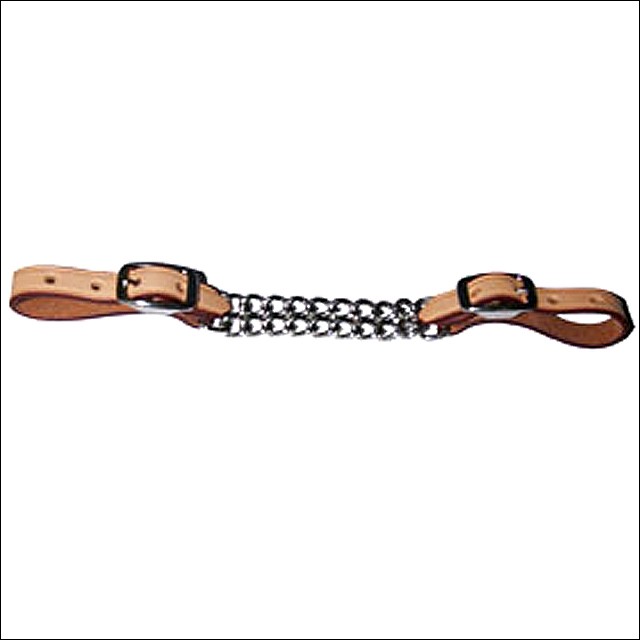 Hilason Flat Twisted Curb Chain Western Horse Bit Russet Leather 5/8 In