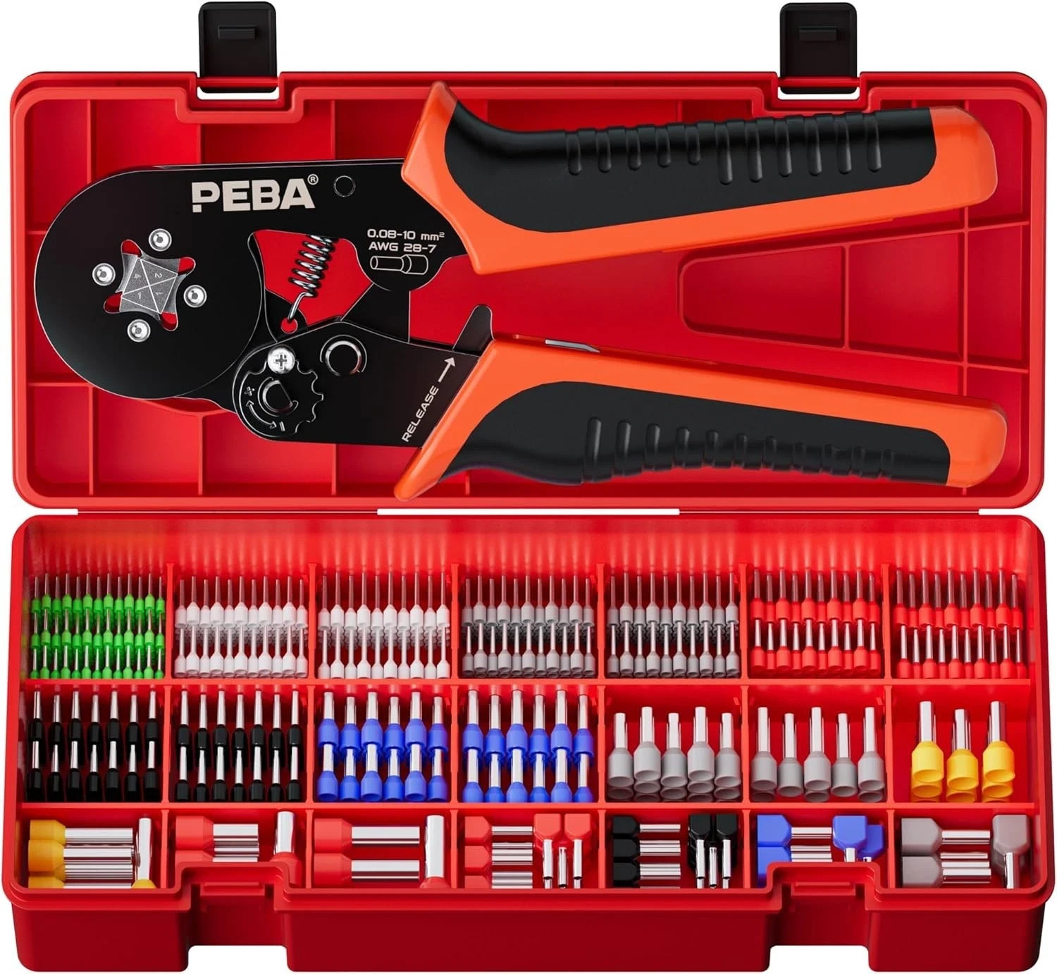 PEBA Ferrule Crimping Tool Kit, Self-Adjusting Square Crimp Pliers for Wire