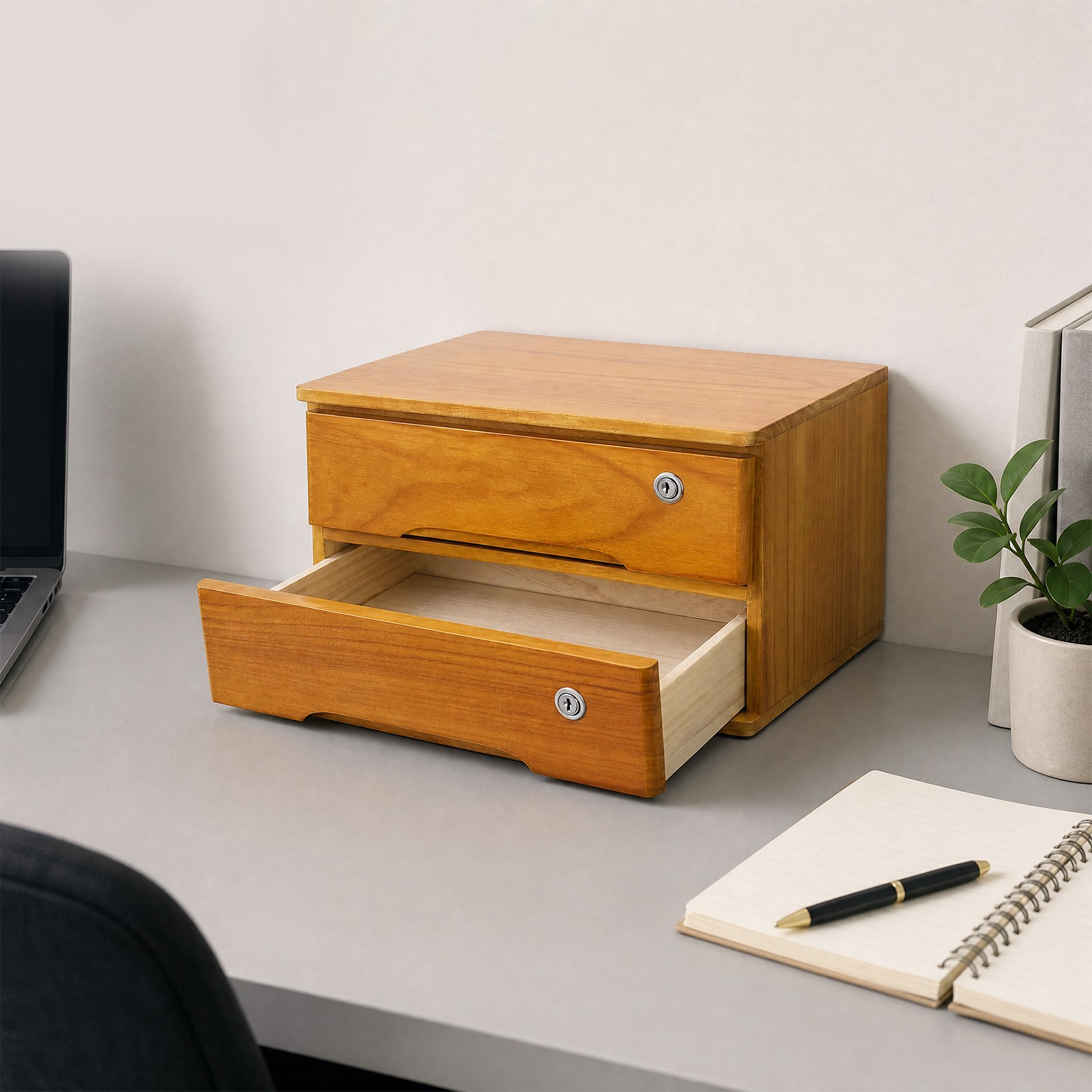 Desktop Storage Box, Desktop Storage Box with Lockable Drawer Office Supplies