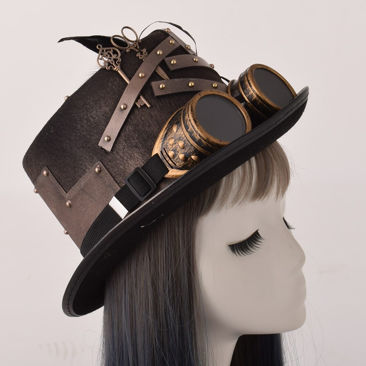 Unisex Handmade Steampunk Top Hat Magic Bowler Hat Punk Cosplay Fedora