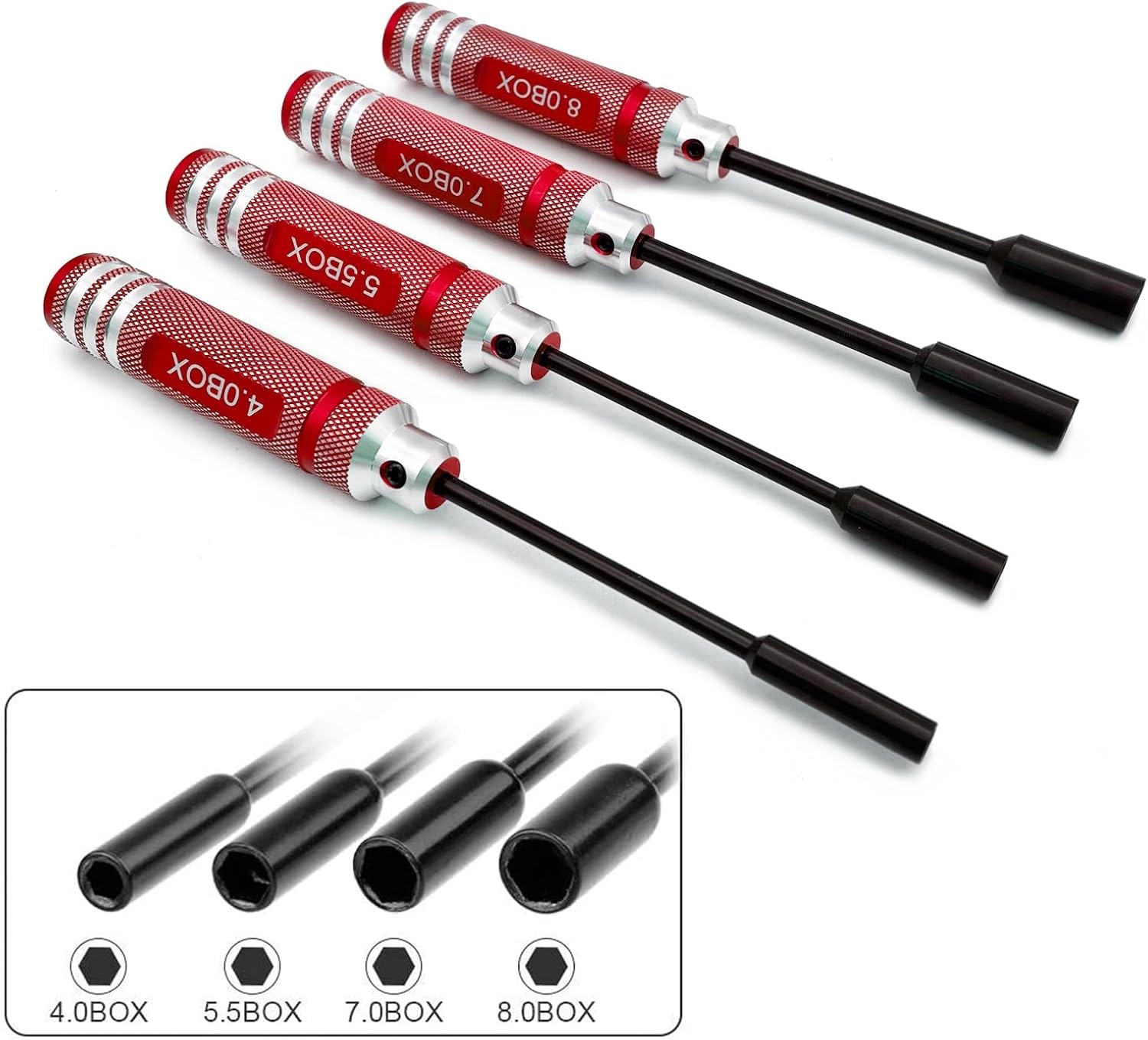 4Pcs Nut Driver Set RC Tool Hex for Vehicle Red