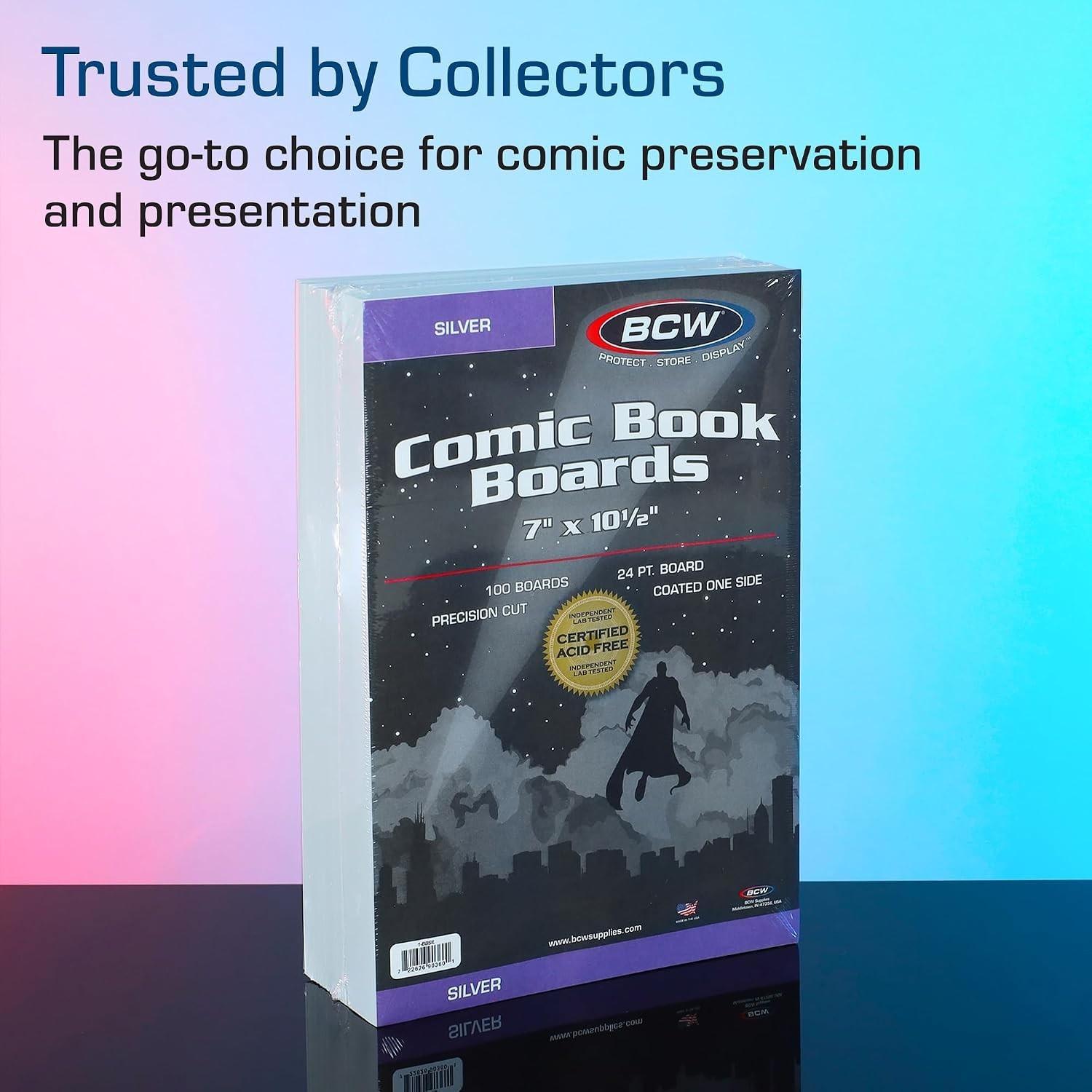 24-Point Comic Book Backing Boards 200-Pack 7" x 10.5" - Dust-Resistant