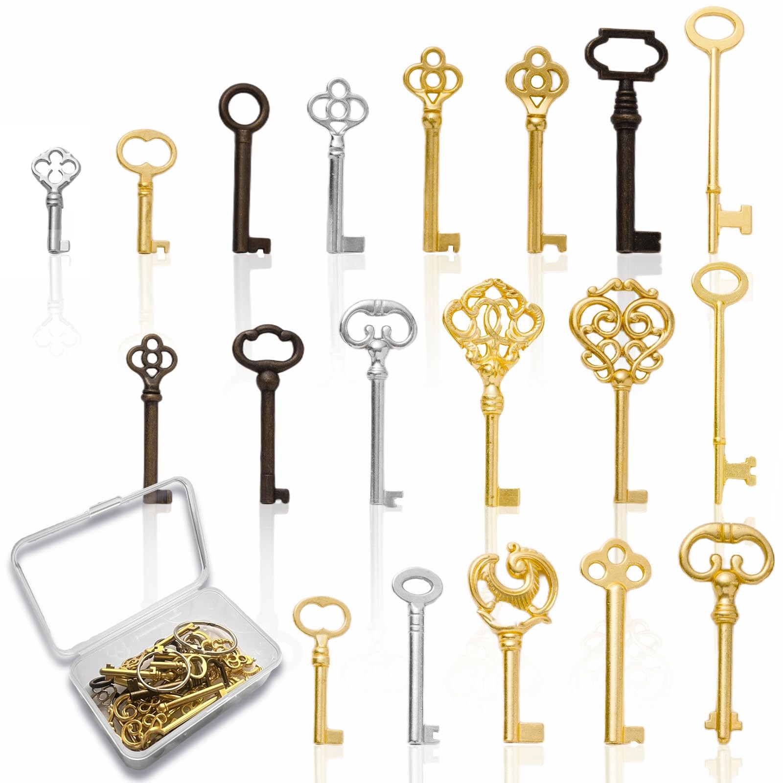 Universal Skeleton Keys Replacement, 19Pcs Hollow Barrel Gold/Bronze