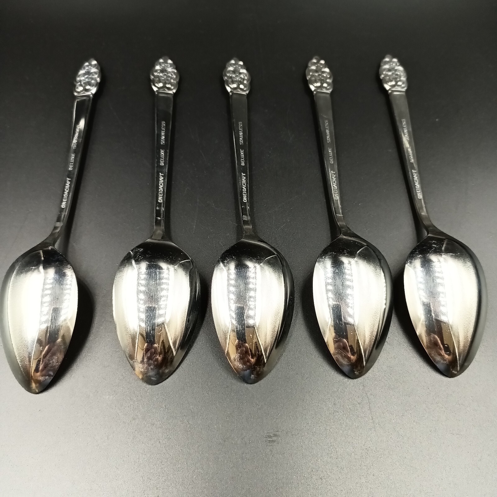 5PC ONEIDACRAFT DELUXE NORDIC CROWN TEASPOON STAINLESS FLATWARE ONEIDA