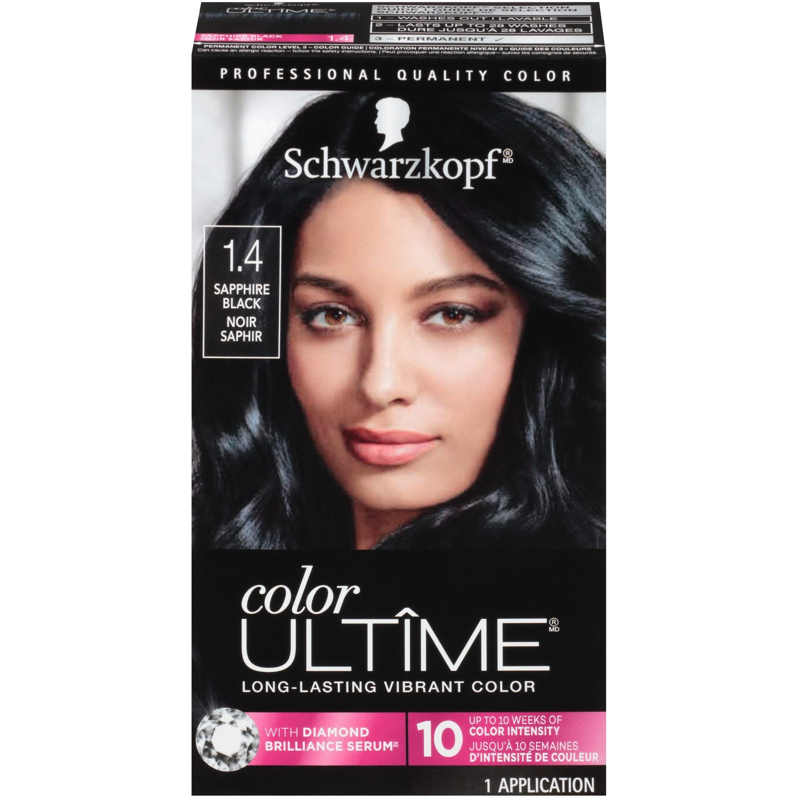 Schwarzkopf Color Ultime 1.4 Sapphire Black Hair Dye, Permanent Intense Black