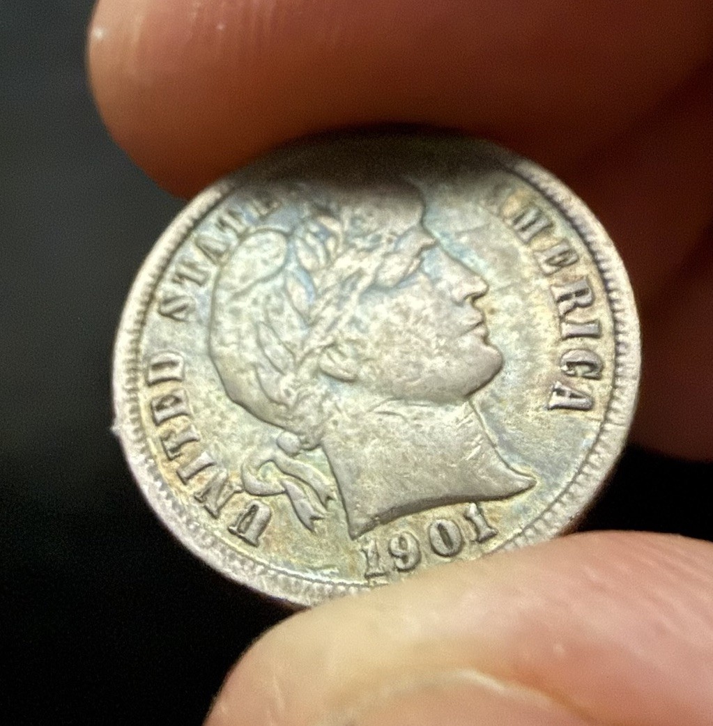 1901 Philadelphia Mint Silver Barber Dime Toner
