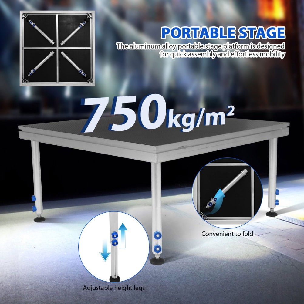 Portable Stage 4x4 ft Height Adjust Stage Riser 24"-40" Modular Stage Platform