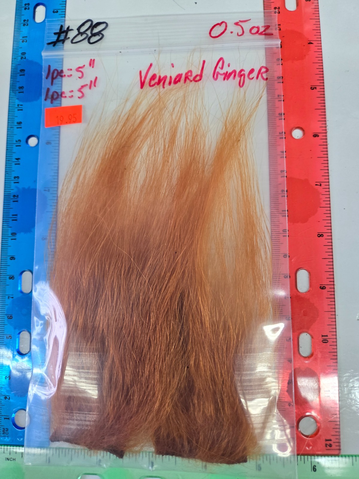 Lot of 2 pc 3"x3"  PB-Nat.White Hair 5" long  Photo #88  Nat. Translucence Hair