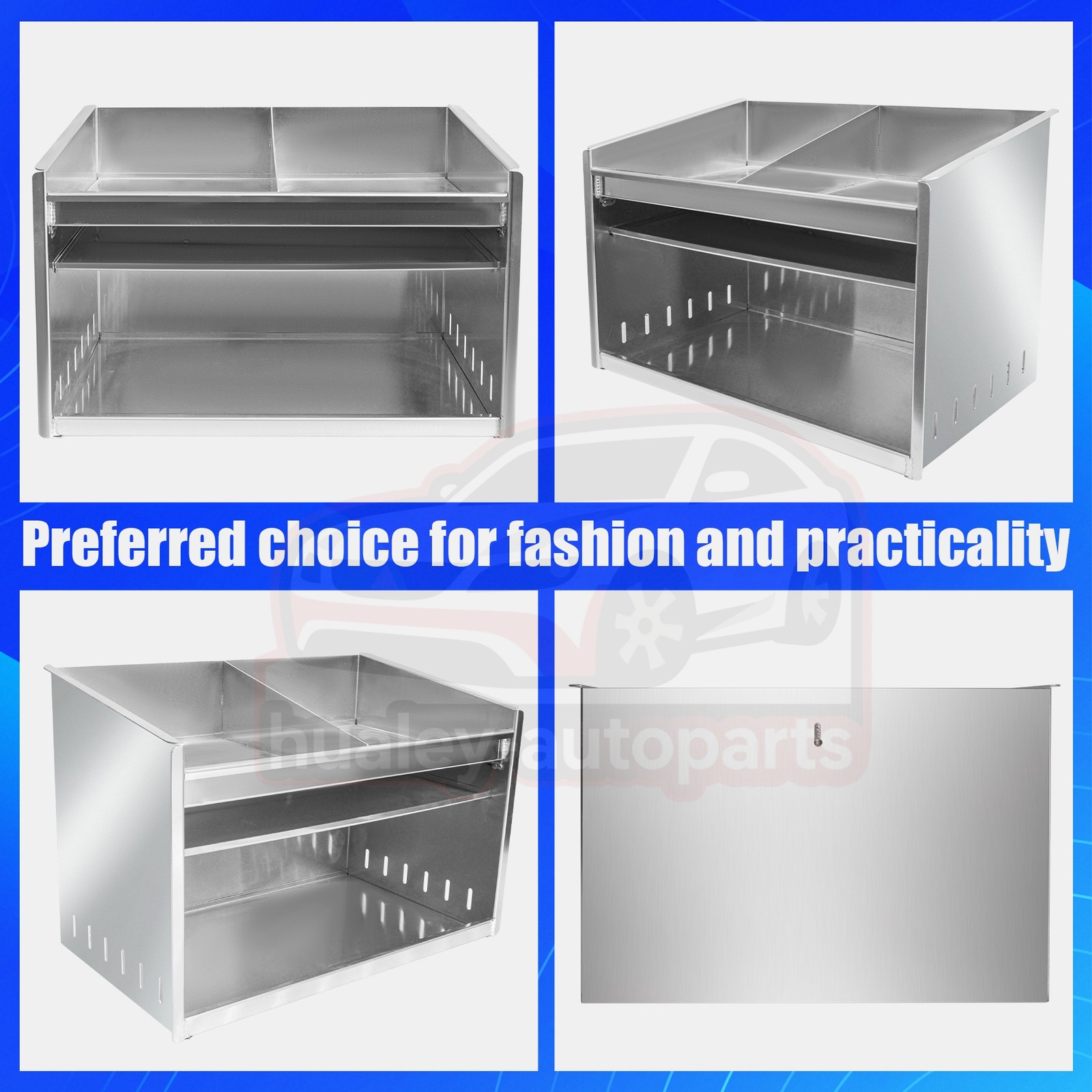 Trailer Garage Deluxe Aluminum  Dual Helmet Bay Shelf Holder Storage Organizer