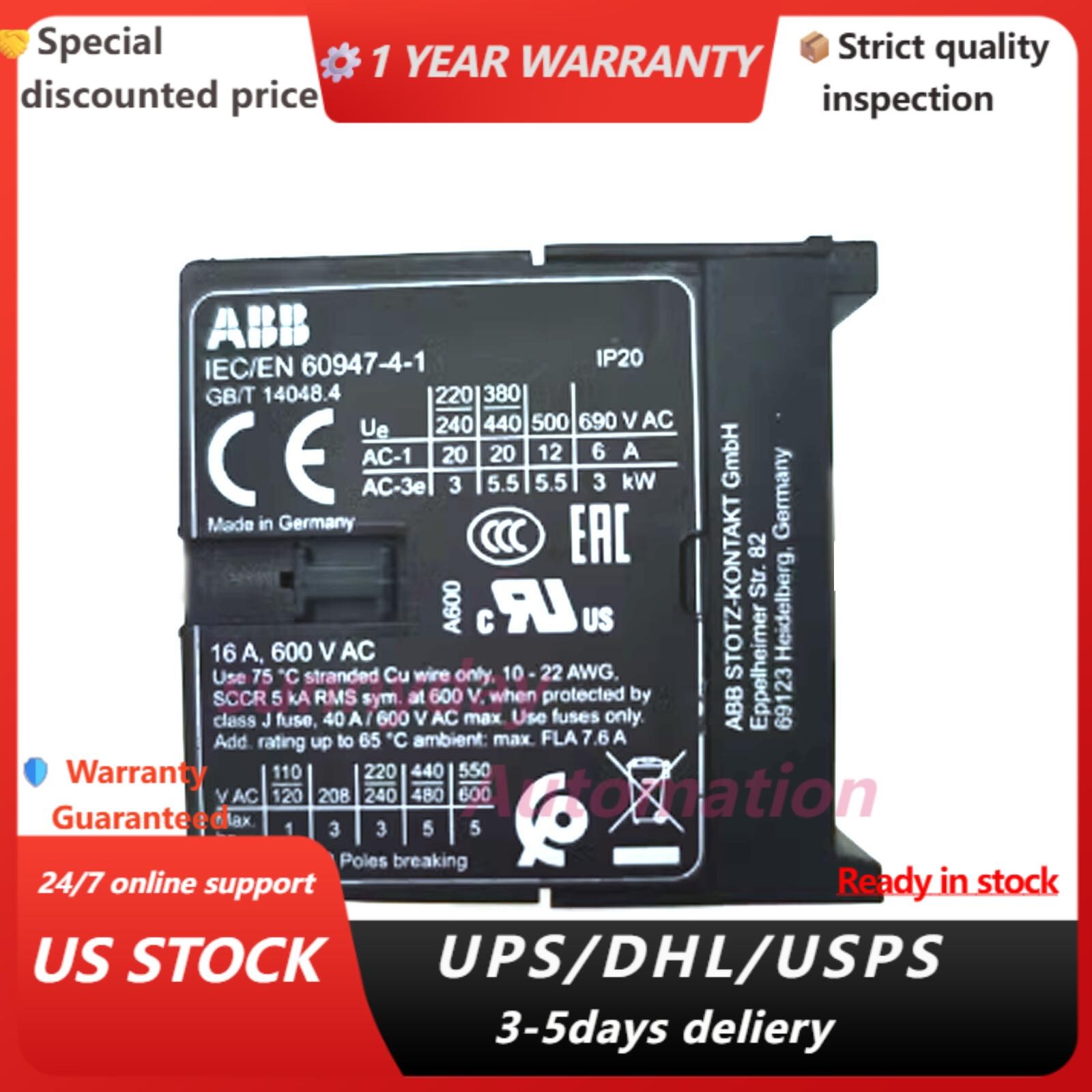 ABB IEC/EN60947-4-1 Contactor New In Box US Free TAX