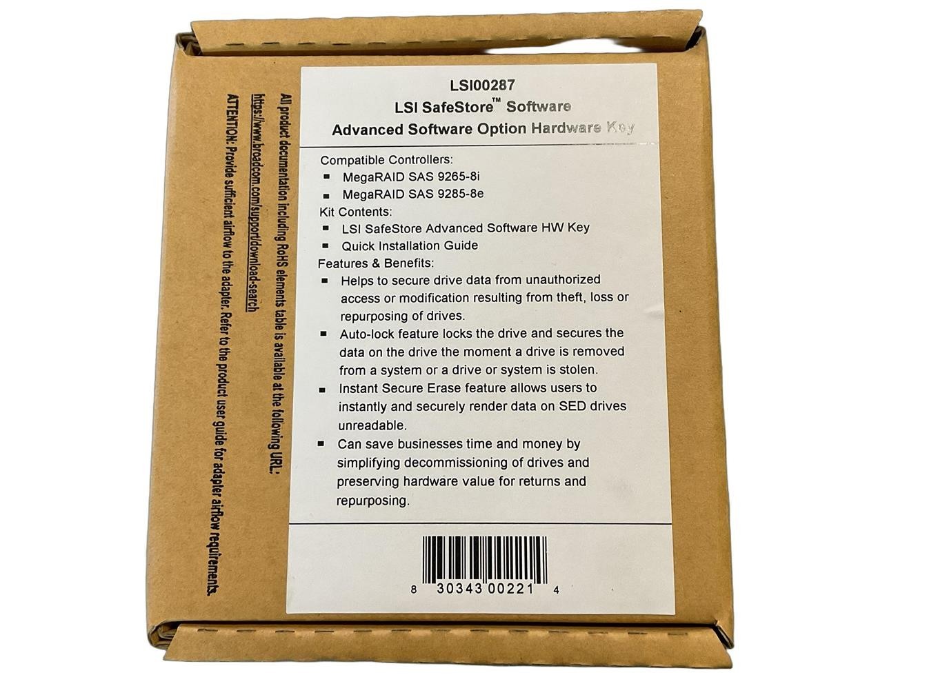 L1-25188-00 REV A LSI00287 MegaRAID SAS 9285-8e SOFTWARE Option Hardware key