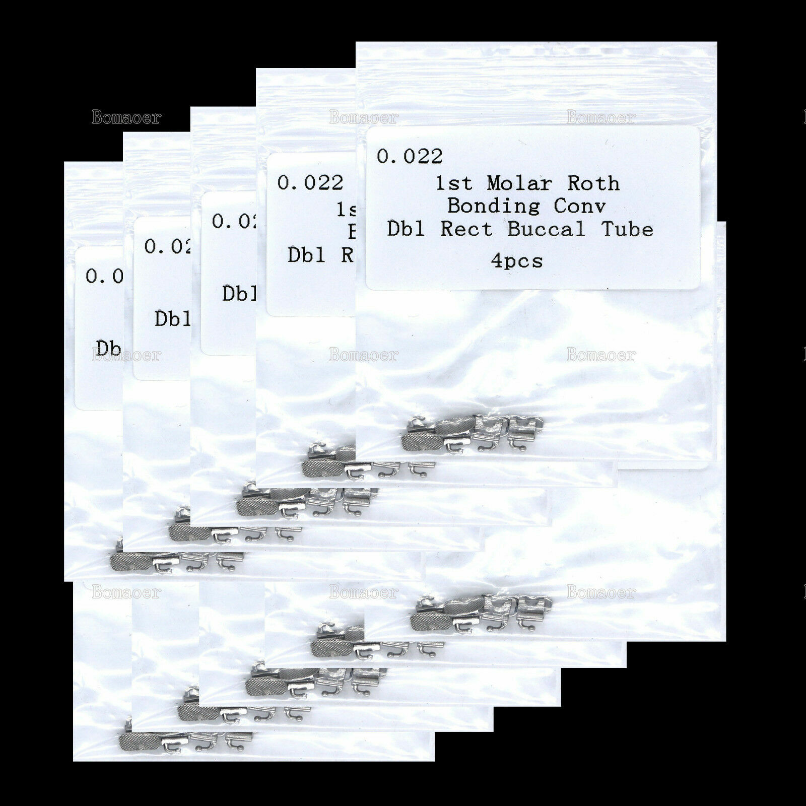 Orthodontic Double Buccal Tubes - Roth 022 Bonding Convertible Rect 10 Packs