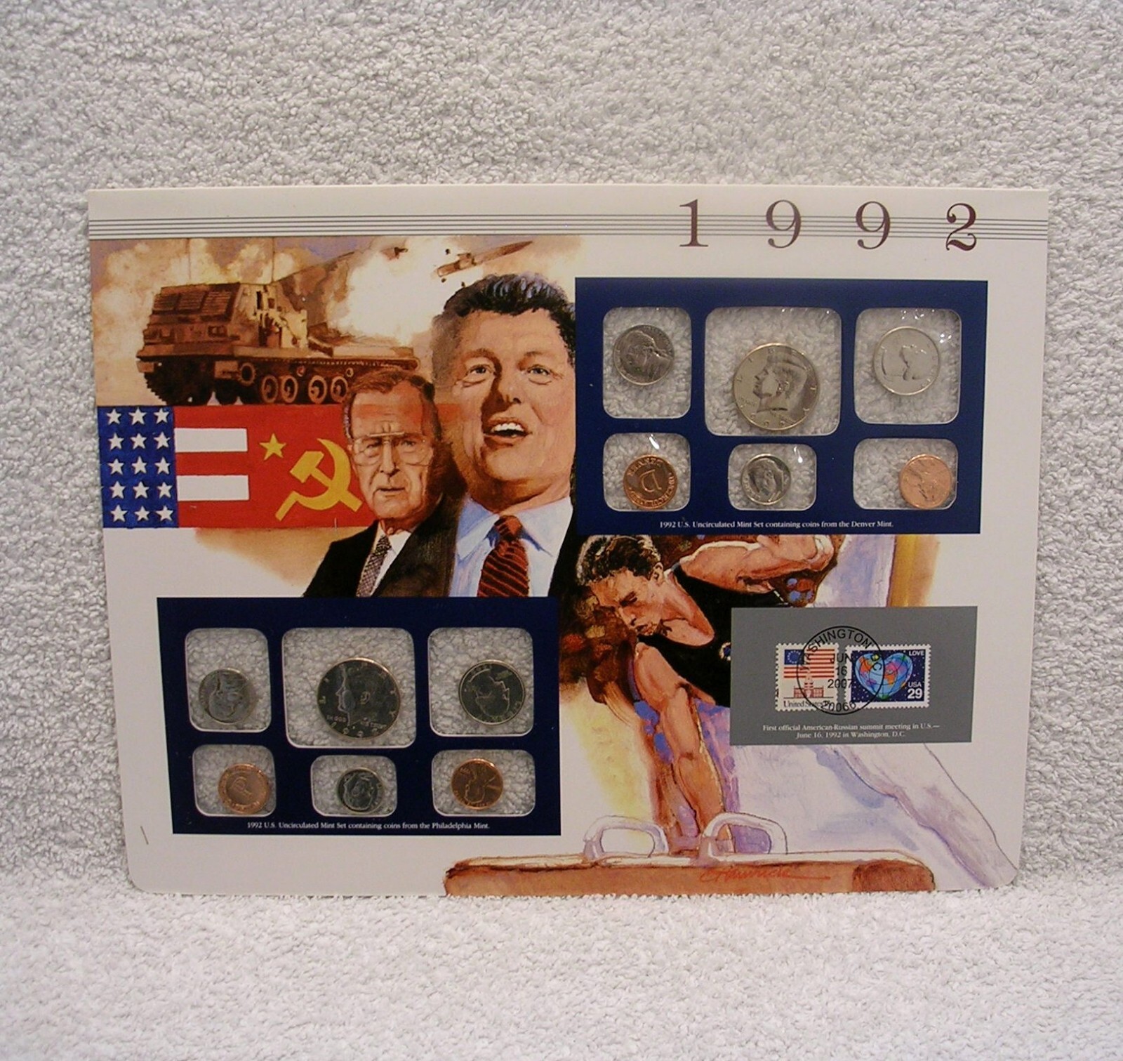 1992 Uncirculated Mint Sets - Postal Commemorative Society Coin & Stamp Panel
