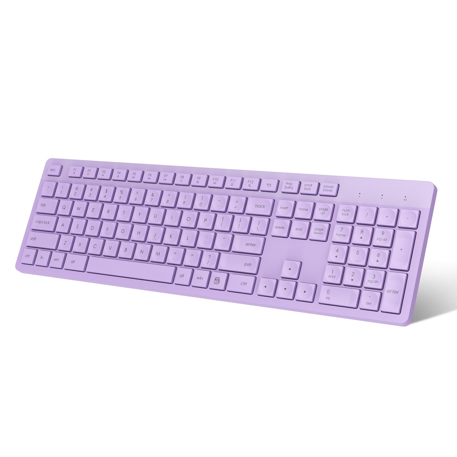 LeadsaiL Purple Wireless Keyboard, 2.4GHz Full-Sized Ergonomic Computer Keybo...