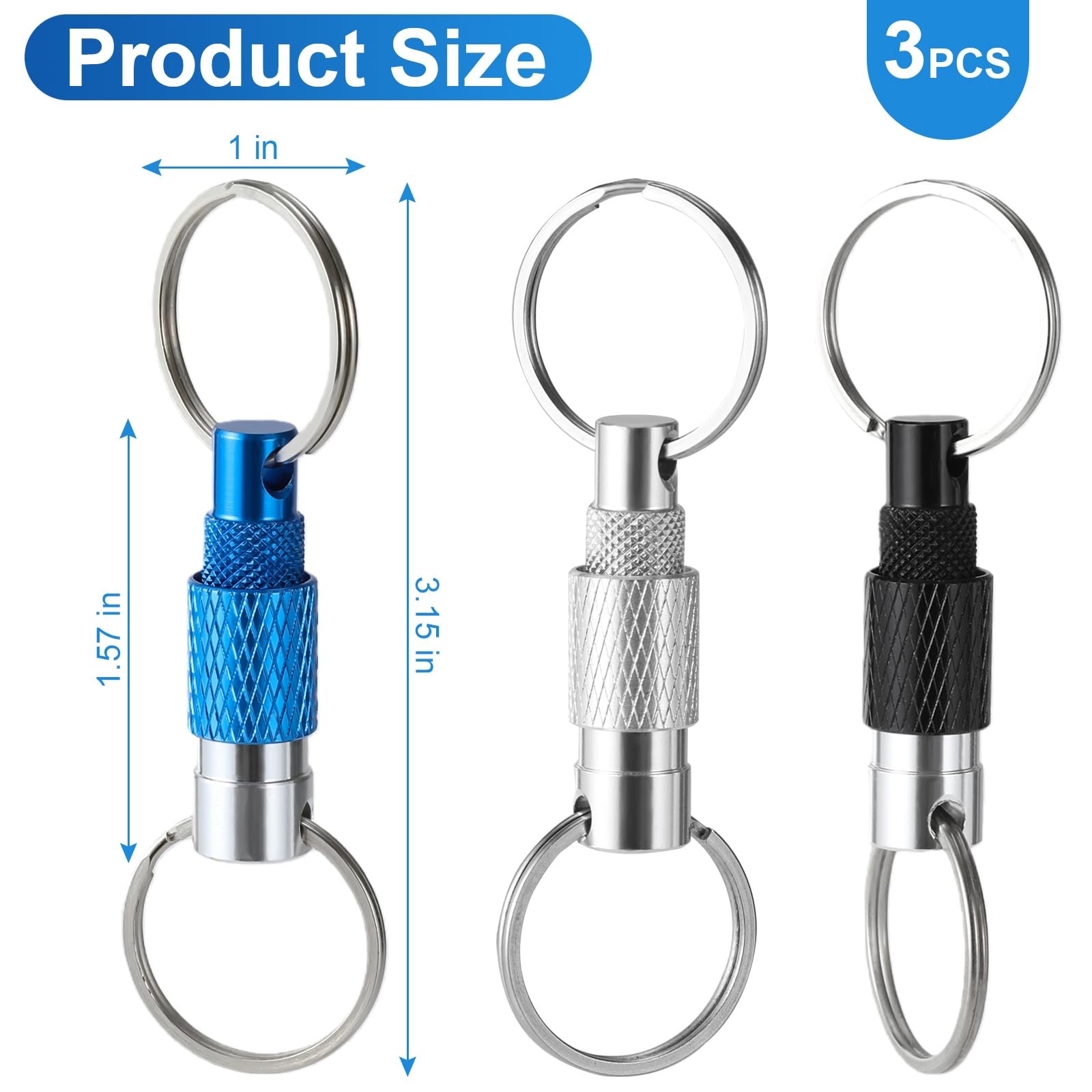 Quick Release Keychain 3Pack, Detachable Quick Disconnect Keychain with Split...