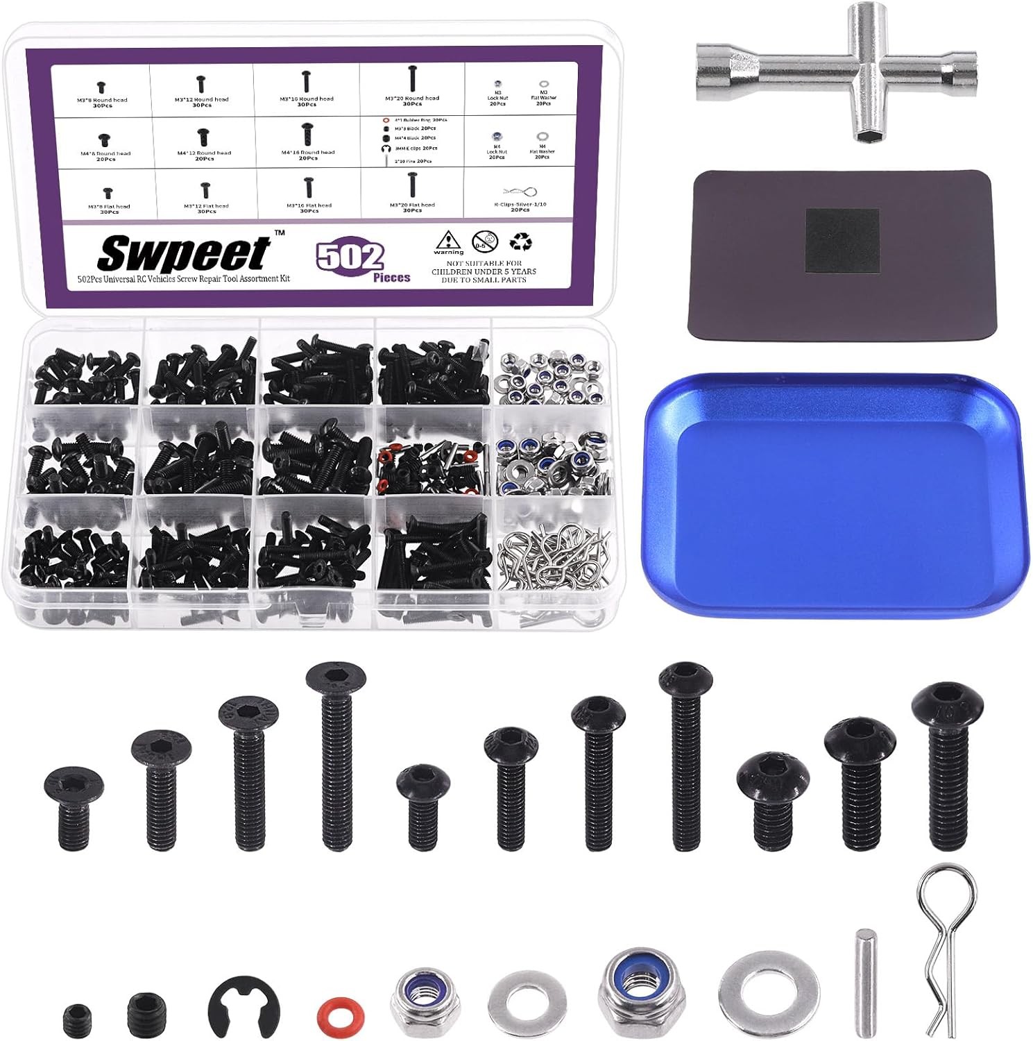 Universal RC Screw Kit 502Pcs Assortment Set RC Screws Hobby Hardware Repair